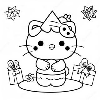 Festliche Hallo Kitty Mit Weihnachtsbaum Ausmalbild 118218 53339