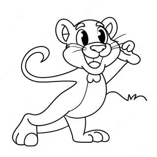 Verspielter Rosa Panther Beim Tanzen Ausmalbild 118270-53378