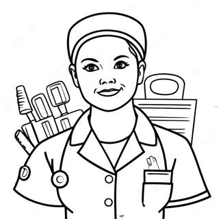Krankenschwester In Uniform Mit Medizinischer Ausrustung Ausmalbild 118964-54040