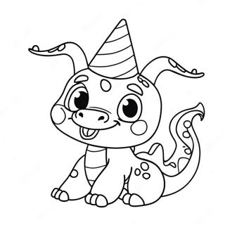 Lustiger Baby Drache Mit Einer Partykappe Ausmalbild 119348-54339