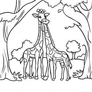Giraffenfamilie Unter Dem Baum Ausmalbild 119527-54472