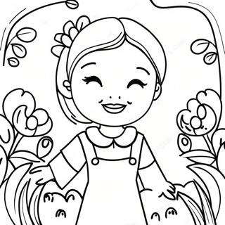 Susses Madchen In Einem Blumengarten Ausmalbild 119604-54530