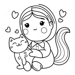 Charmantes Madchen Mit Einer Katze Ausmalbild 119605-54535