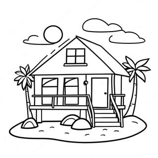 Gemutliches Strandhaus Ausmalbild 119629-54548