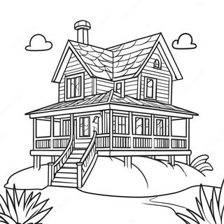 Charmantes Strandhaus Ausmalbild 119632-54557