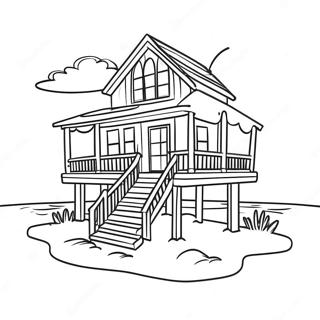 Charmantes Strandhaus Ausmalbild 119632-54559