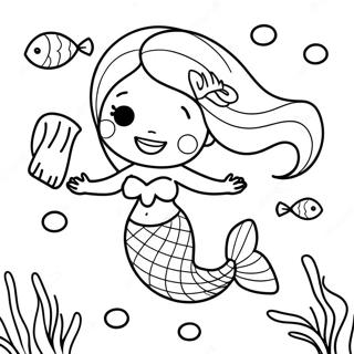 Verspielte Schwarze Meerjungfrau Mit Fisch Ausmalbild 120605 55316