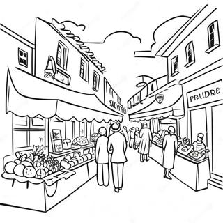 Bunte Franzosische Marktszene Ausmalbild 120966 55599