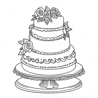 Vintage Hochzeitstorte Ausmalbild 121017-55641