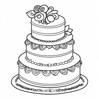 Vintage Hochzeitstorte Ausmalbild 121017-55642