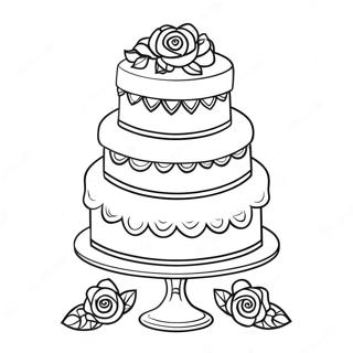 Vintage Hochzeitstorte Ausmalbild 121017-55644