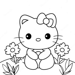 Hello Kitty Mit Blumen Ausmalbild 121452-56137