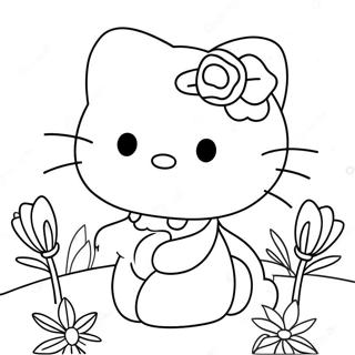 Hello Kitty Mit Blumen Ausmalbild 121452-56138