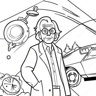 Doc Brown Mit Zeitmaschine Ausmalbild 122684 57158