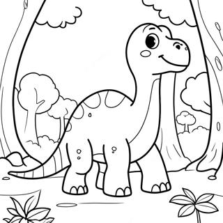 Niedlicher Brontosaurus Im Wald Ausmalbild 123507-57794