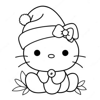 Festliche Hello Kitty Mit Weihnachtsmannmutze Ausmalbild 124123-58372