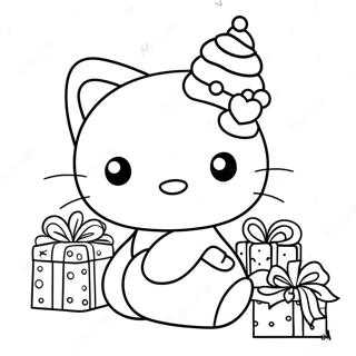 Liebenswerte Hello Kitty Mit Weihnachtsgeschenken Ausmalbild 124125-58285