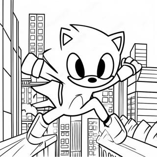 Sonic Spiderman Schwingt Durch Die Stadt Ausmalbild 124278-58487