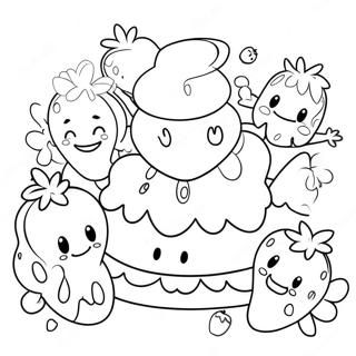 Fröhlicher Strawberry Shortcake Mit Freunden Ausmalbild Ausmalbilder