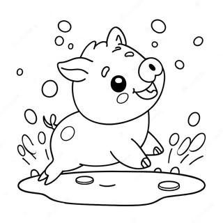 Frohliches Kawaii Schwein Das Im Schlamm Plantscht Ausmalbild 127708-61278