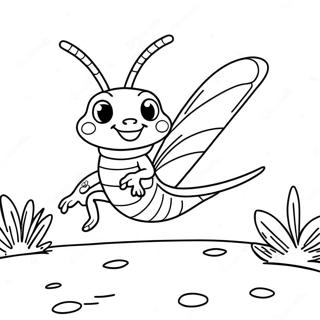 Niedliche Heuschrecke Beim Springen Ausmalbild 127761 61327