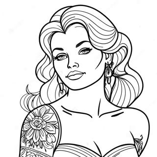 Kuhne Tattooierte Belle Ausmalbild 128454-61857