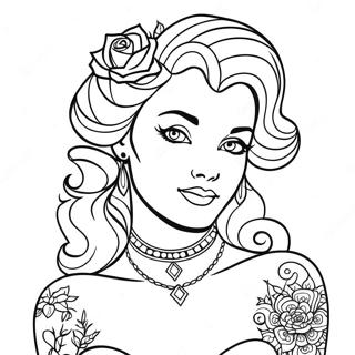 Kuhne Tattooierte Belle Ausmalbild 128454-61859