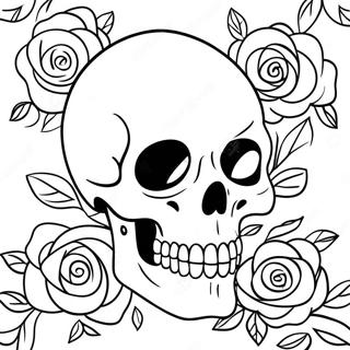 Gothic Schadel Und Rosen Ausmalbild 129329-62539