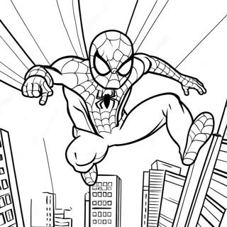 Spider Man Schwingt Durch Die Stadt Ausmalbild 129763-62873