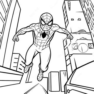 Spider Man Schwingt Durch Die Stadt Ausmalbild 129763-62874