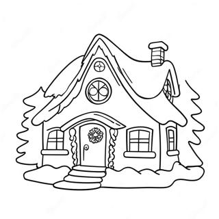 Verschneites Weihnachtshaus Ausmalbild 130431-63400