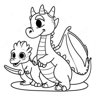 Freundlicher Drache Mit Kindern In Drachenstadt Ausmalbild 130457-63421