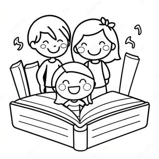 Gluckliche Kinder Beim Lesen Ausmalbild 130482 63438