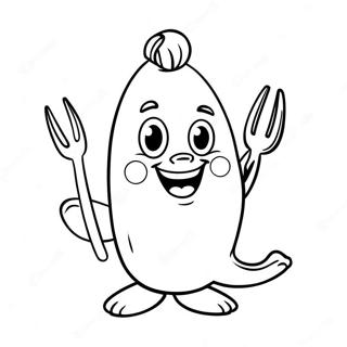 Niedliche Banane Mit Einer Gabel Ausmalbild 130534-63481