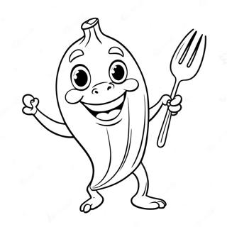 Niedliche Banane Mit Einer Gabel Ausmalbild 130534-63482