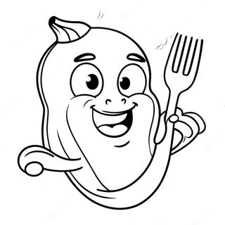 Niedliche Banane Mit Einer Gabel Ausmalbild 130534-63483