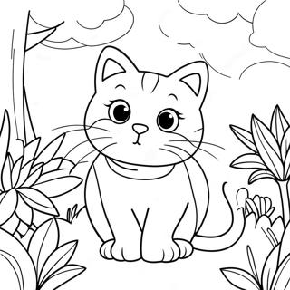 Naturkatze Erkundet Einen Lebhaften Garten Ausmalbild 130689 63599