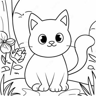 Naturkatze Erkundet Einen Lebhaften Garten Ausmalbild 130689 63600