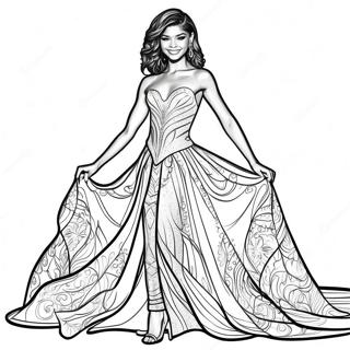 Zendaya Im Funkelnden Kleid Ausmalbild 130765-63656