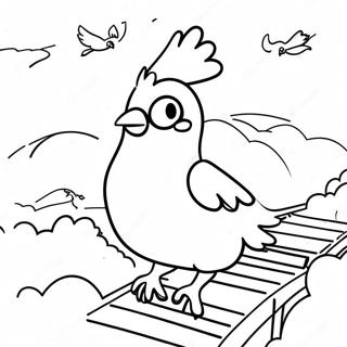 Abenteuerliche Taube Auf Einer Achterbahn Ausmalbild 130895-63757