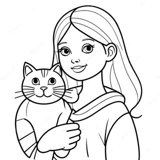 Mädchen Mit Katze Ausmalbilder