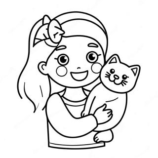 Gluckliches Madchen Mit Einer Katze Ausmalbild 131180-63976