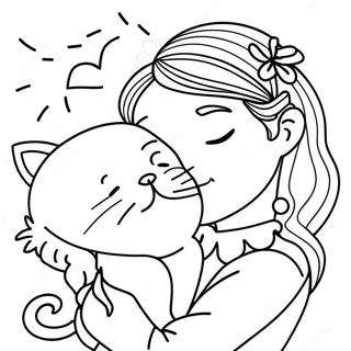 Madchen Mit Einer Schlafenden Katze Ausmalbild 131181-63977