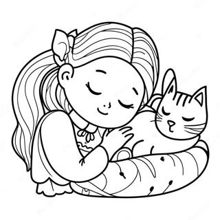 Madchen Mit Einer Schlafenden Katze Ausmalbild 131181-63978