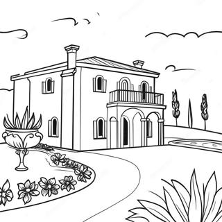 Bunte Italienische Villa Ausmalbild 132619-65104