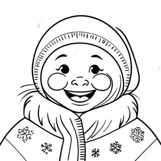 Frohlicher Eskimo Mit Schneeflocken Ausmalbild 133413-65706