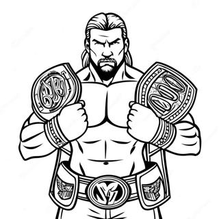 Dynamischer Triple H Mit Zwei Gurtel Ausmalbild 134984-66936