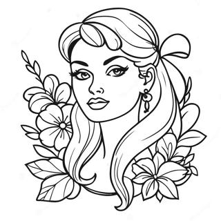 Tattoo Pin Up Madchen Ausmalbild 135801-67563