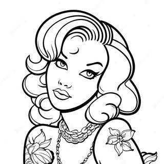 Vintage Tattoo Pin Up Ausmalbild 135802-67565