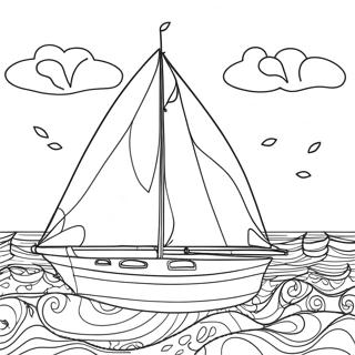 Buntes Segelboot Auf Dem Ozean Ausmalbild 135828-67587